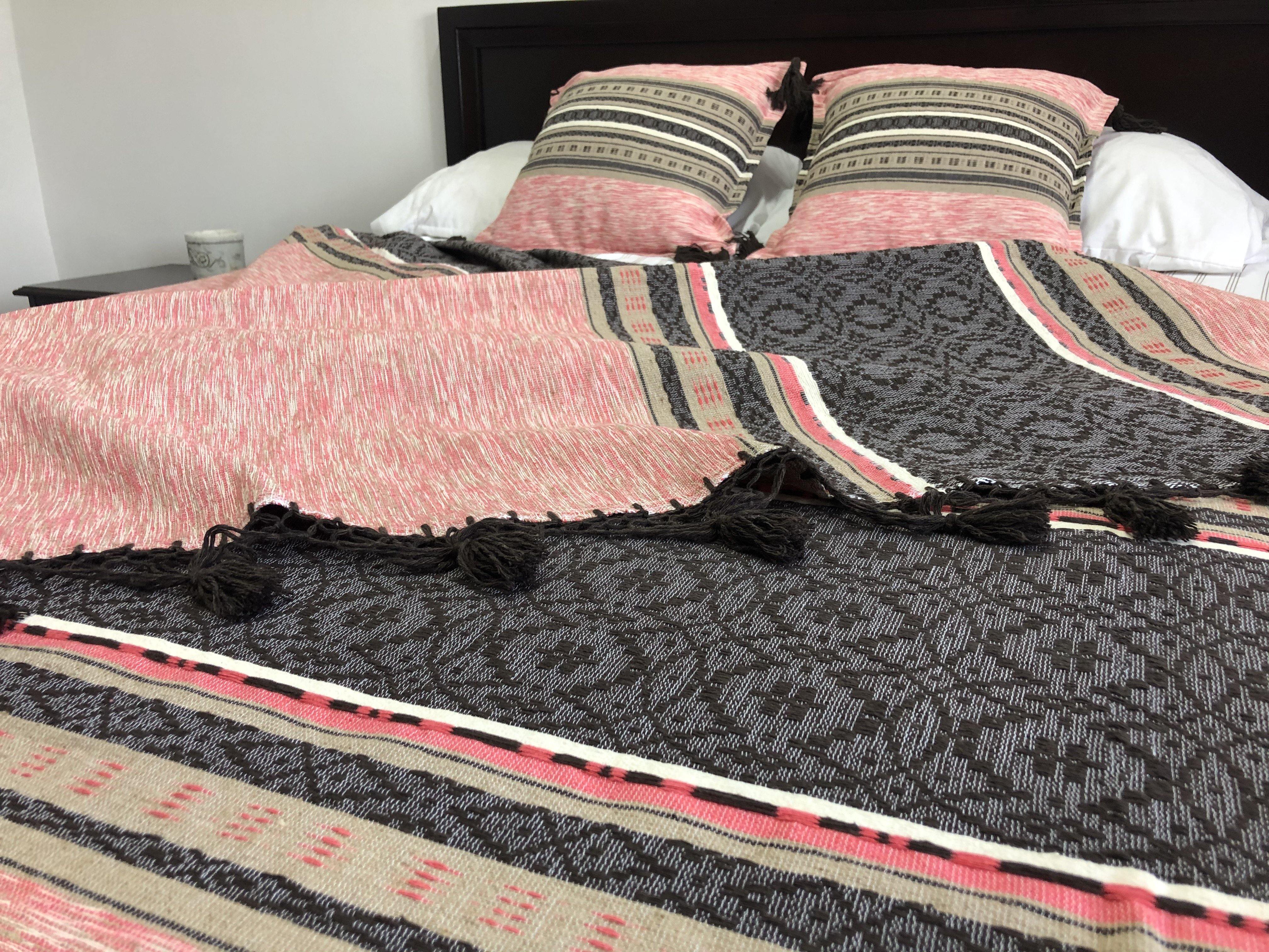 Handmade, Pedal-Loomed Bedspread (Queen Size) with Matching Decorative Pillow Cases - HomageMade 