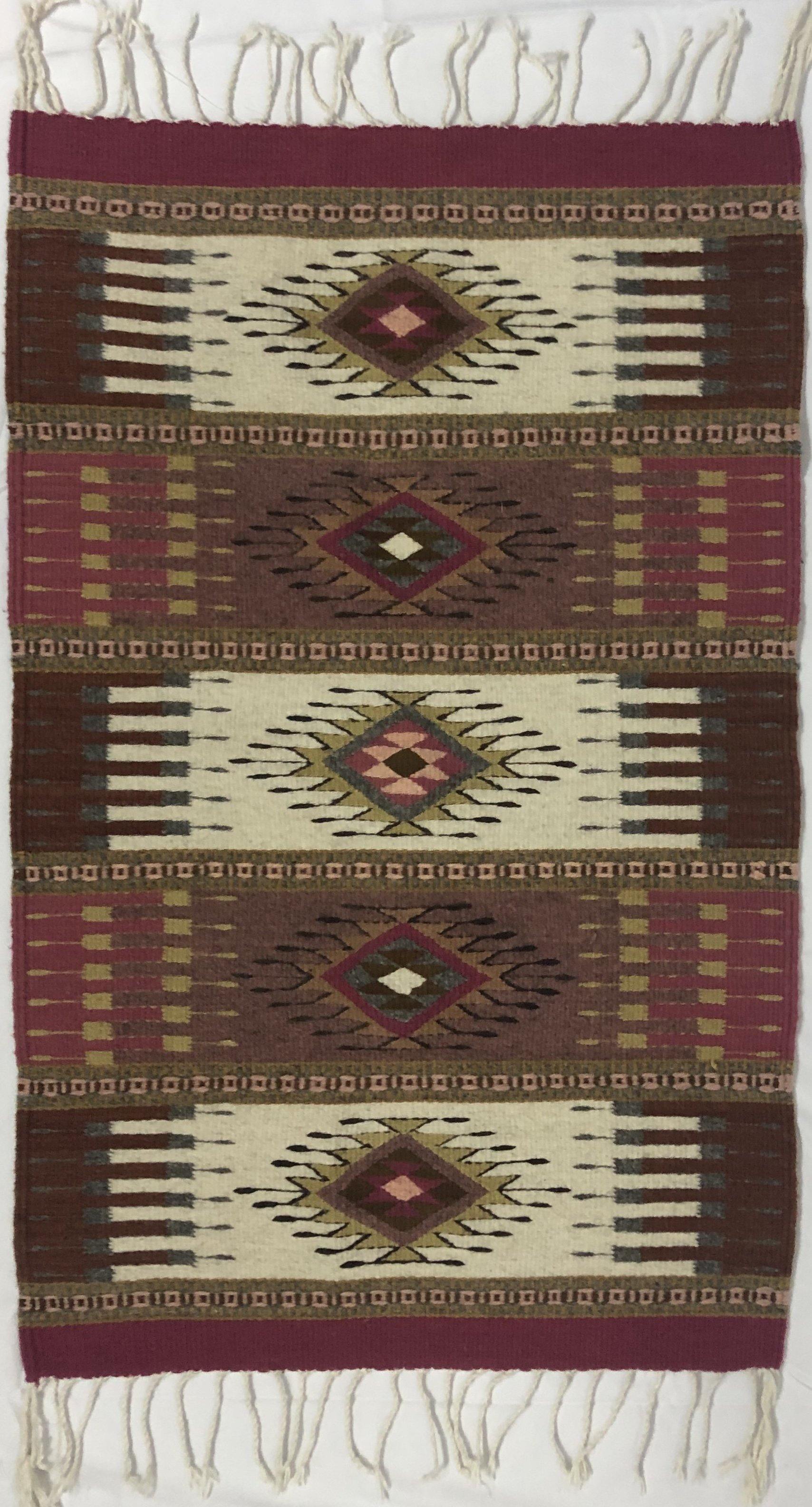 Authentic, Natural-Dyed Zapotec Rose Diamond III Rug - HomageMade 