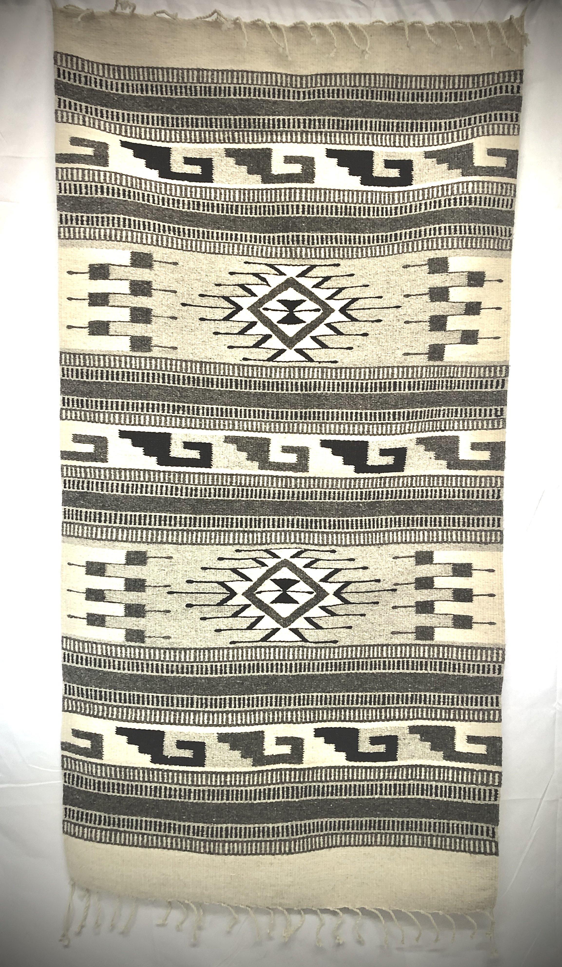 Authentic, Natural Wool Zapotec Gray “Sígara” Rug - HomageMade 