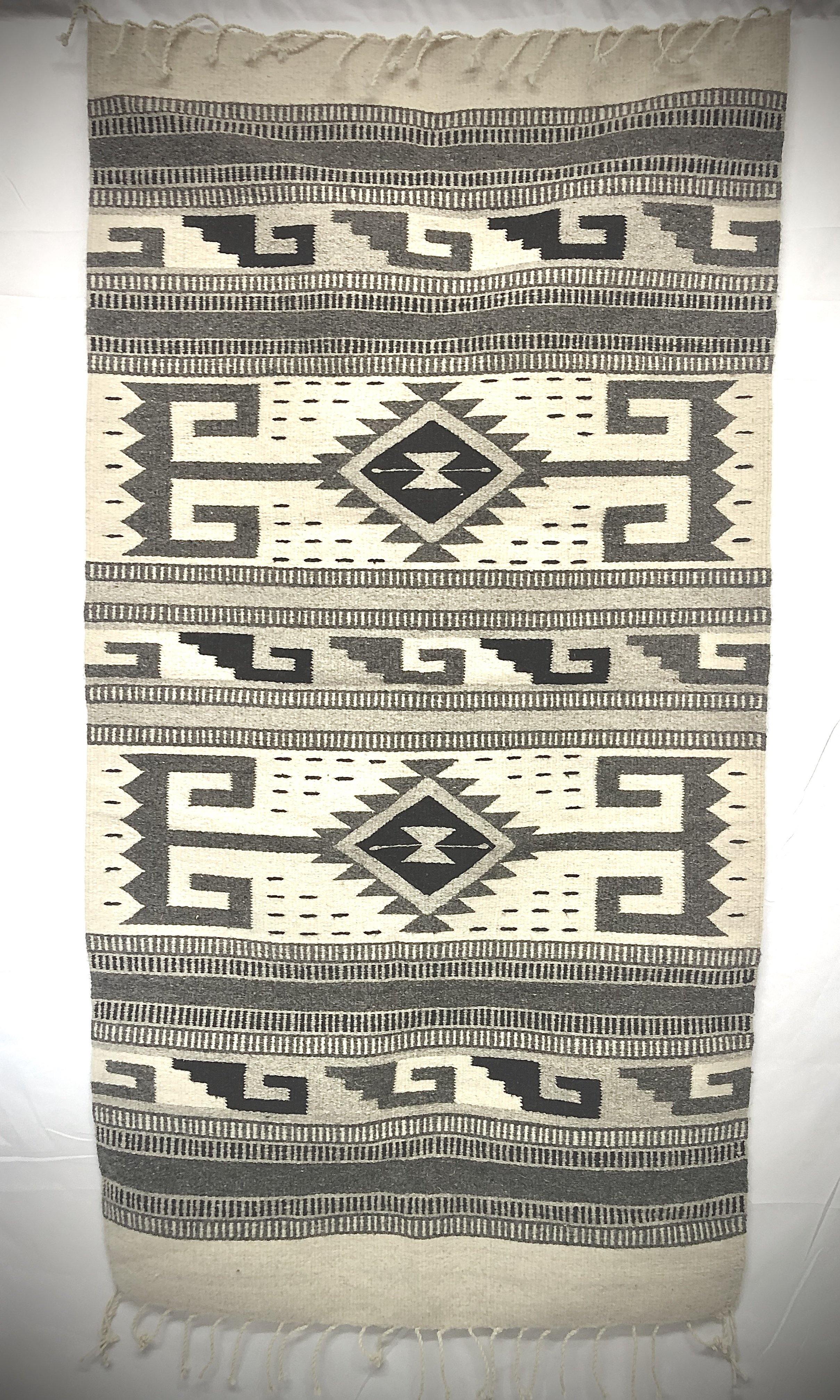 Authentic, Natural Wool Zapotec Gray “Alacran” Rug - HomageMade 