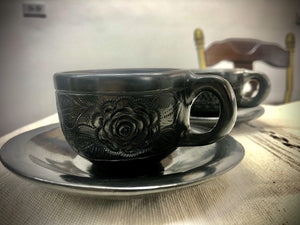 Barro Negro “Floral” Espresso Mug w/ Saucer - HomageMade 