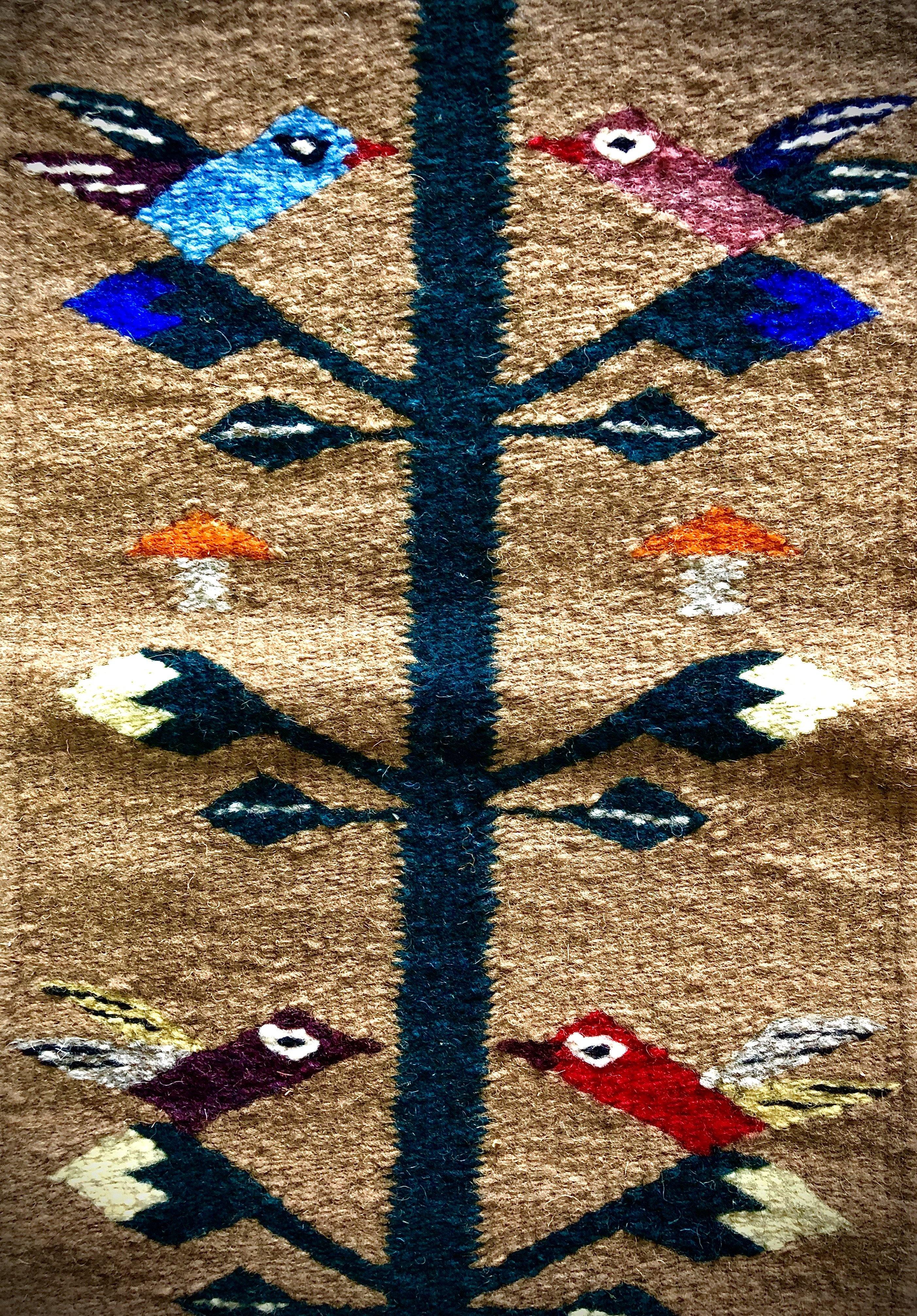 Handmade Zapotec “Tree of Life” Table Runner, Tan, 69”Lx9”W) - HomageMade 