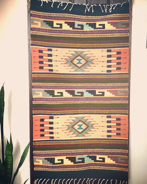 Authentic, Natural-Dyed Zapotec Southwestern Boho “Sígara” Rug 150 cm x 80cm - HomageMade 