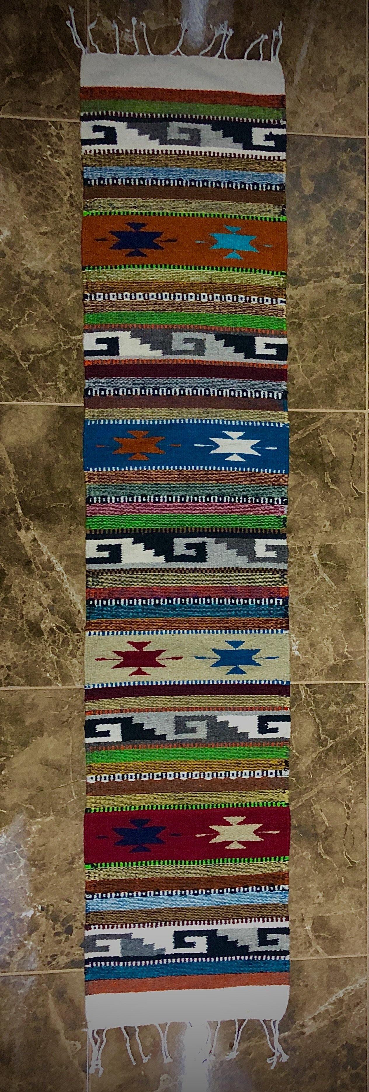 Authentic, Natural-Dyed Zapotec “Mitla” Floor Runner (190cm x 40cm) - HomageMade 