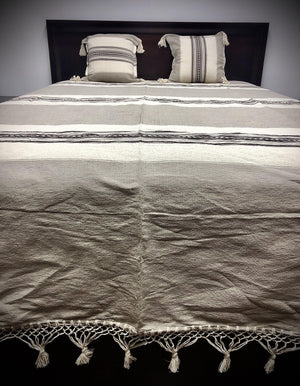 Handmade, Pedal Loomed Bedspread (Queen Size) with Matching Decorative Pillow Cases - HomageMade 