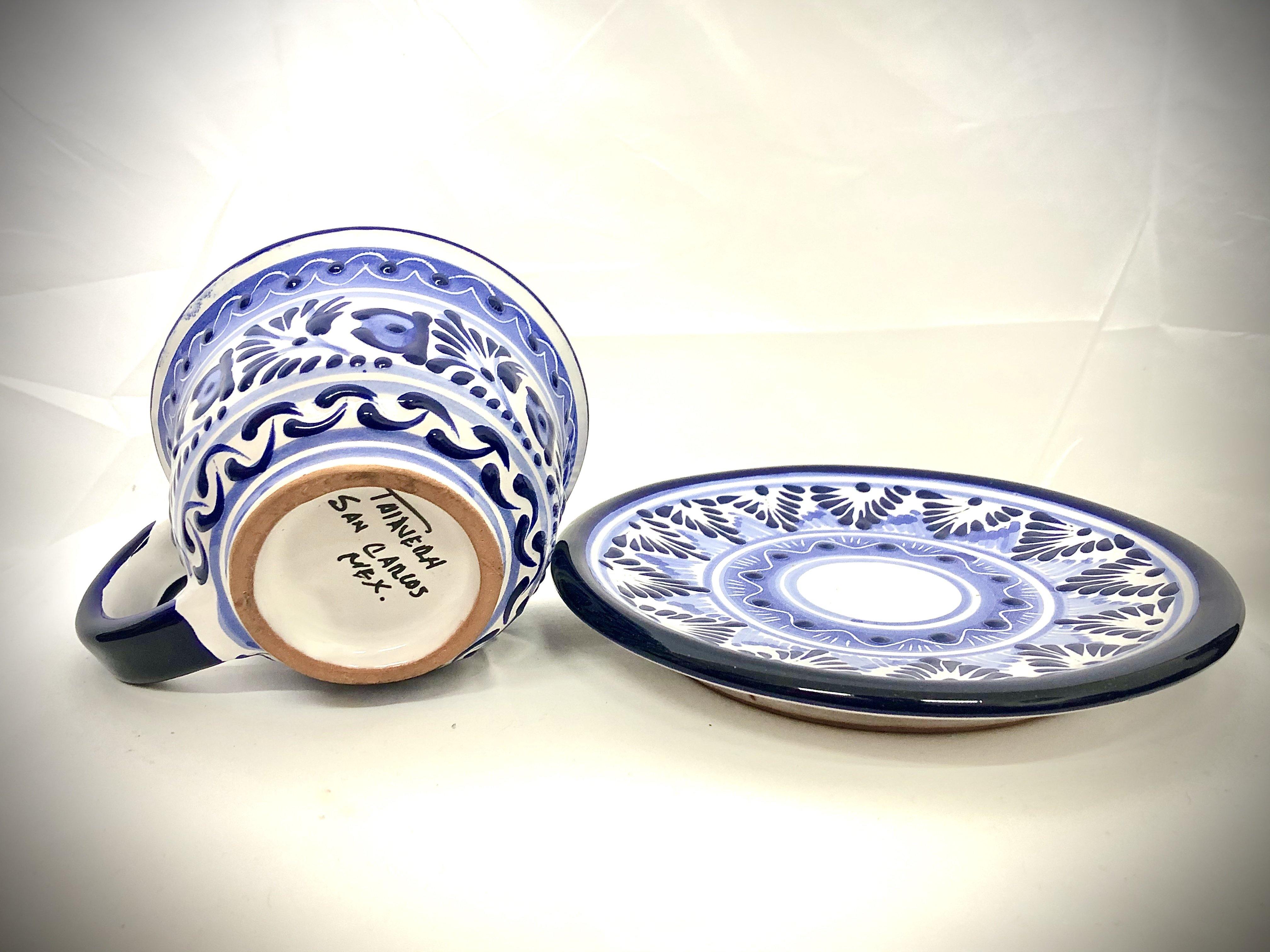 Talavera Coffee Set- 2 Cups With Plates - HomageMade 