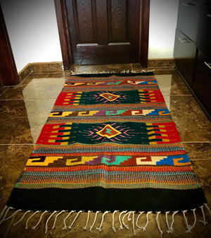 Authentic, Natural-Dyed Zapotec “Sígara” Rug w/Black Border 150 cm x 80cm - HomageMade 