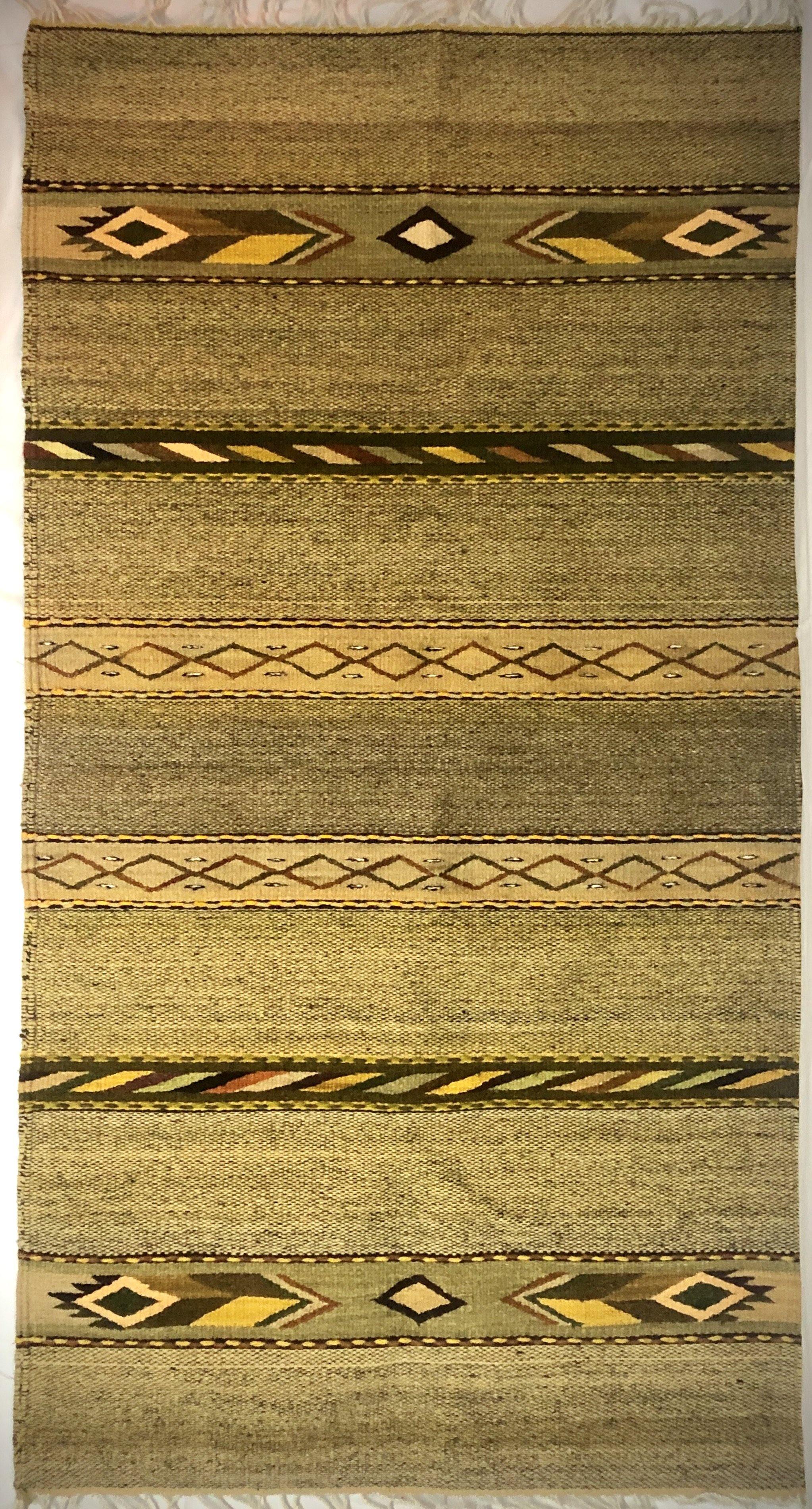Authentic, Natural-Dyed Zapotec Rombos Rallados Rug - HomageMade 